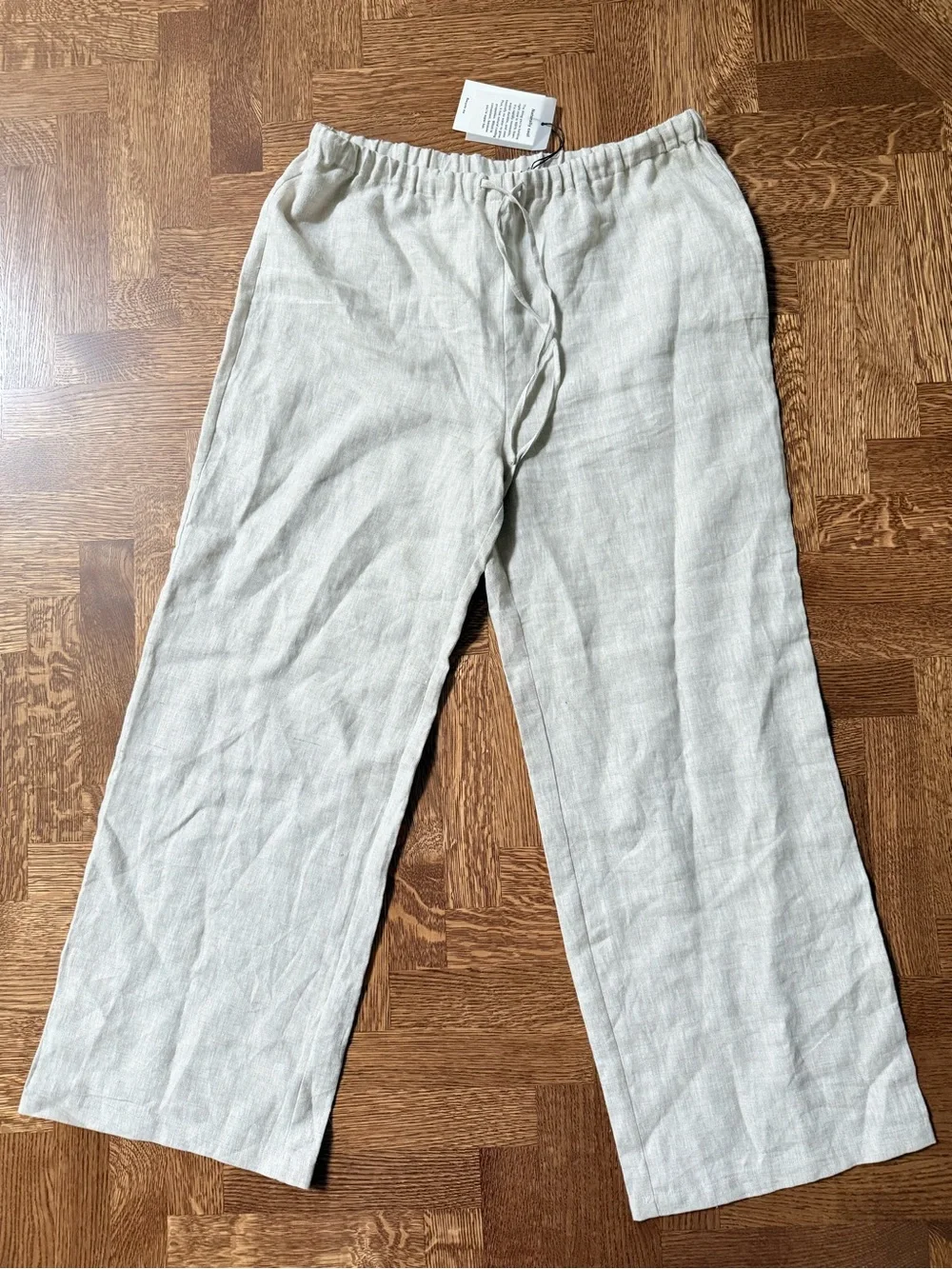 NWT REFORMATION Olina Linen Pants Oatmeal Coastal Wide Leg Lagenlook Beachy XL